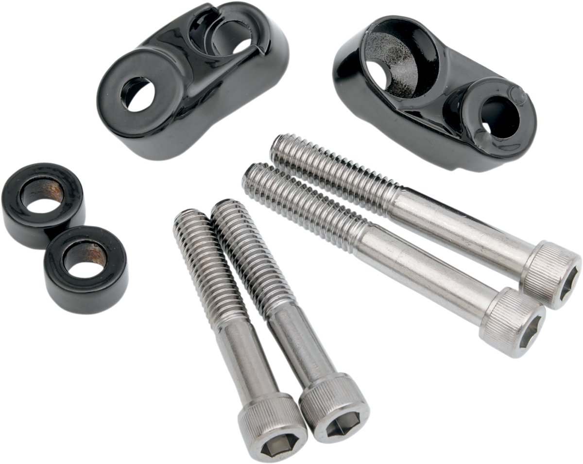 Drag specialties Turn Signal Mount Kit - 39 mm/49 mm - Gloss Black Harley Davidson