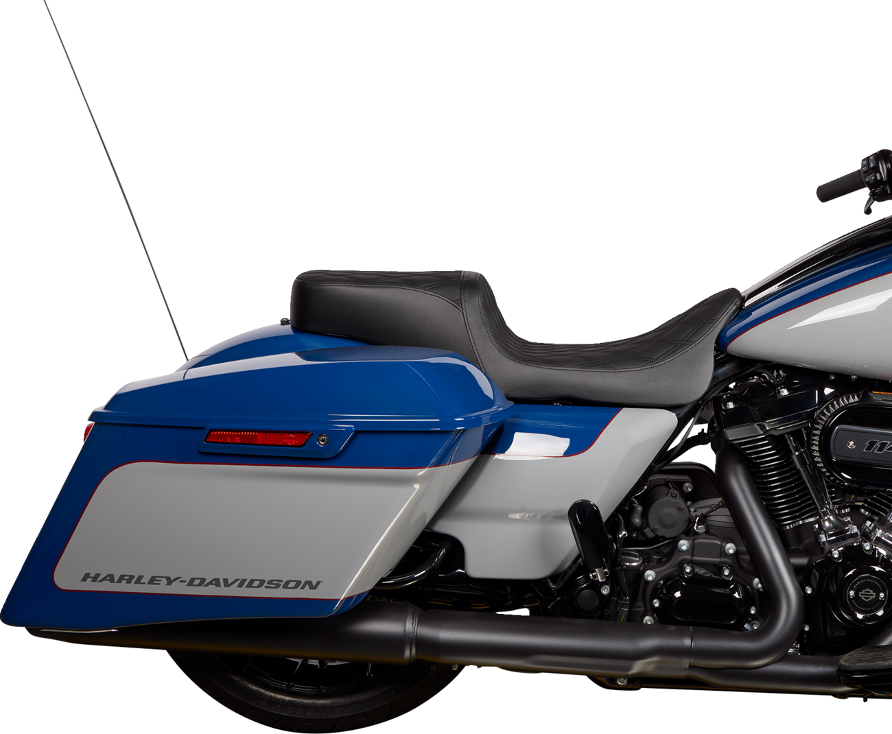 Drag specialties seats Predator 2-Up Seat - Vinyl - Double Diamond Black Stitch - w/o Backrest - FLH '08-'23 Harley Davidson