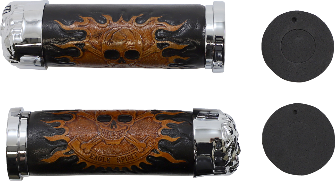 Drag specialties Skull Grips - Red Eyes - Chrome Harley Davidson