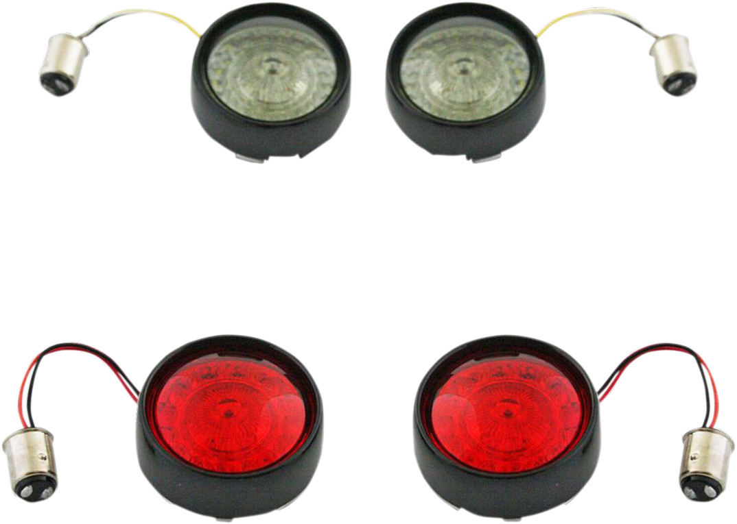 Complete Front & Rear Turn Signal Conversion Kit with Bullet Bezel Lenses