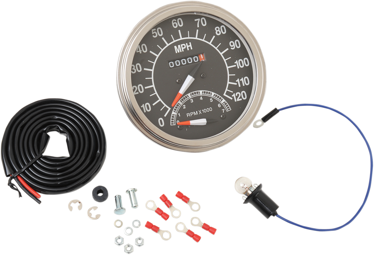 Drag specialties 5" MPH FL-'68-'84 Style 1:1 Speedometer with Tachometer - Black Face Harley Davidson