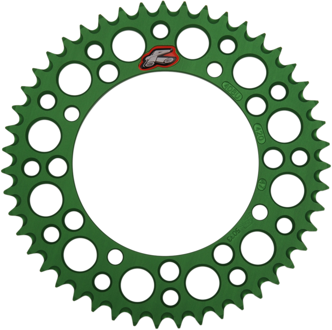 Renthal Rear Sprocket - Aluminum - 47 Tooth - Green - Kawasaki 47T