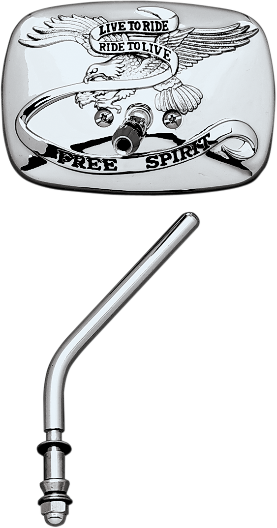 Emgo Mirror - "Live to Ride" - Side View - Rectangle - Chrome - Left