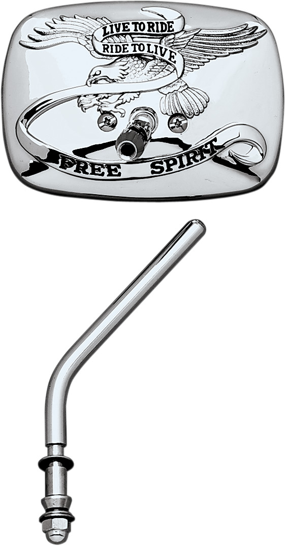 Emgo Mirror - "Live to Ride" - Side View - Rectangle - Chrome - Left
