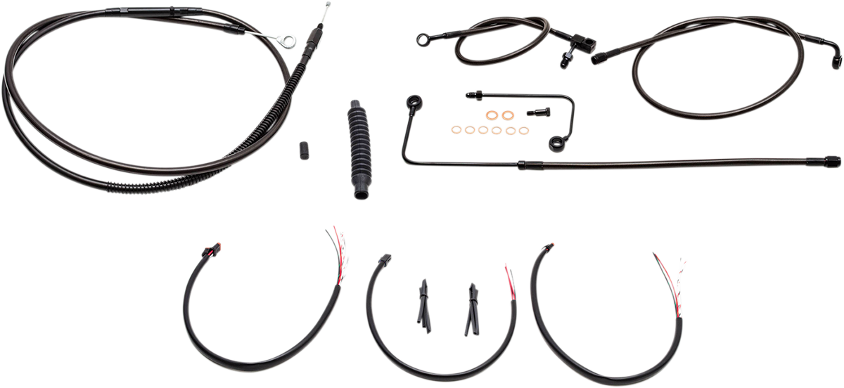 LA CHOPPERS Complete Midnight Braided Handlebar Cable/Brake Line Kit — Standard