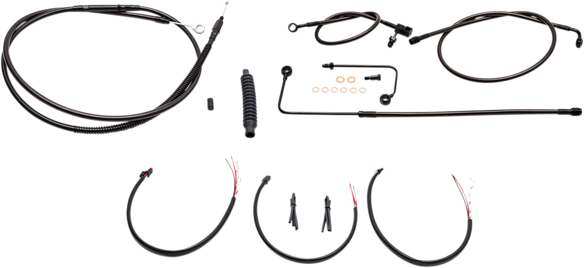 LA CHOPPERS Complete Midnight Braided Handlebar Cable/Brake Line Kit — Standard