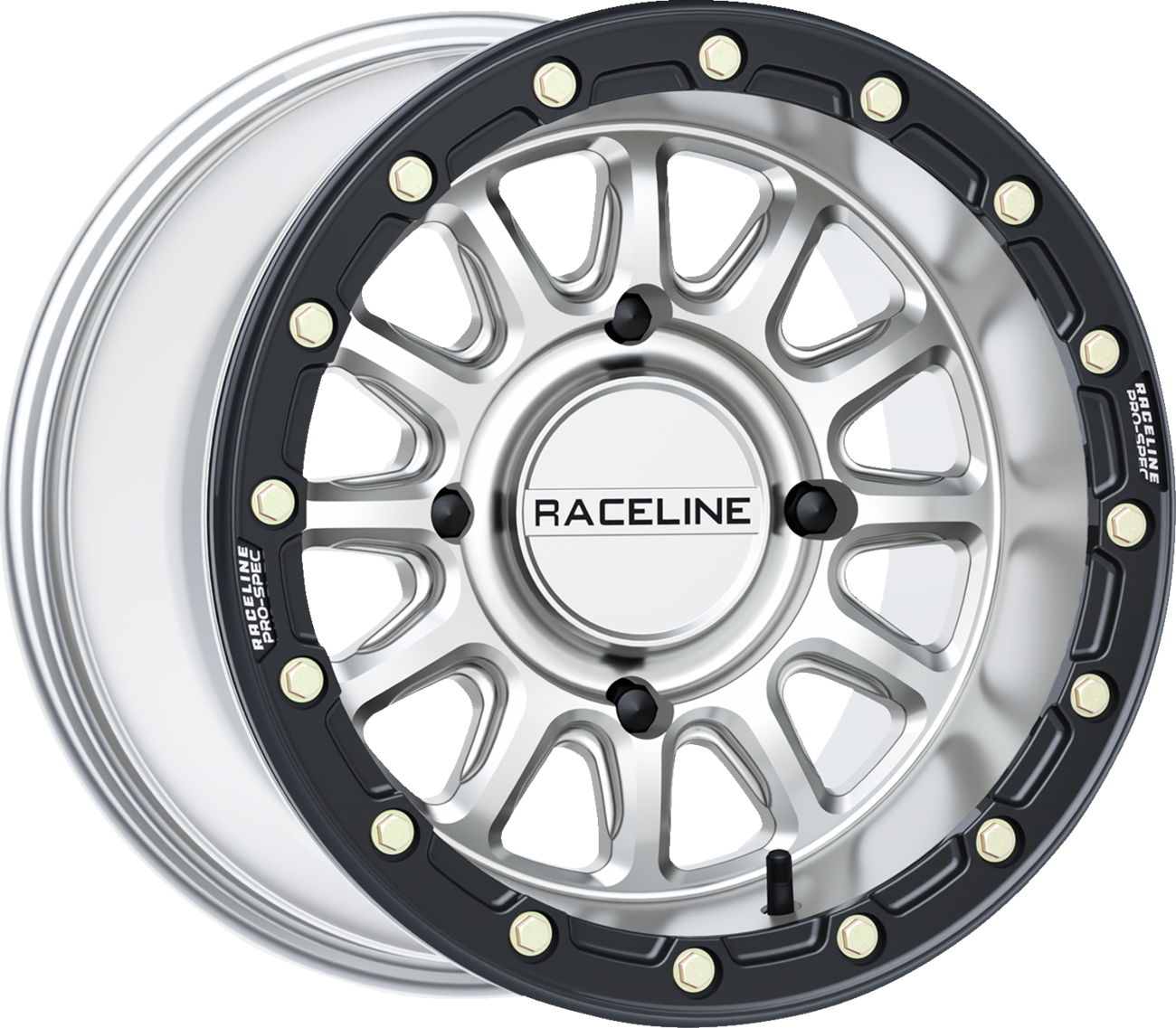 Raceline wheels Wheel - Alpha - Front/Rear - Hyper Silver/with Black Ring - 15x10 - 4/156 - +10 mm Arctic Cat/Kawasaki/Polaris/Yamaha/Textron