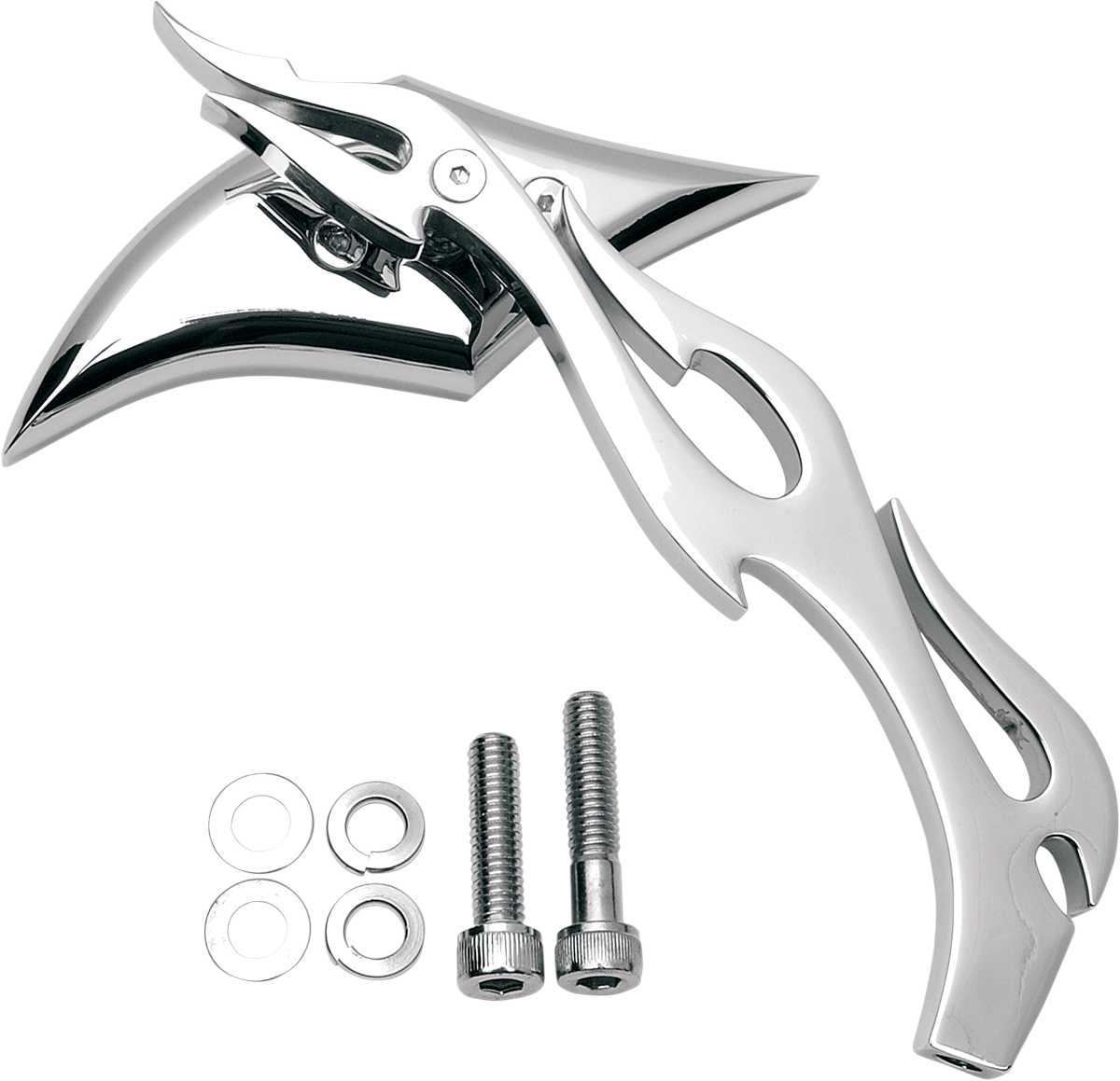Drag specialties Mirror - Gothic/Flame - Side View - Diamond - Chrome - Right - Each