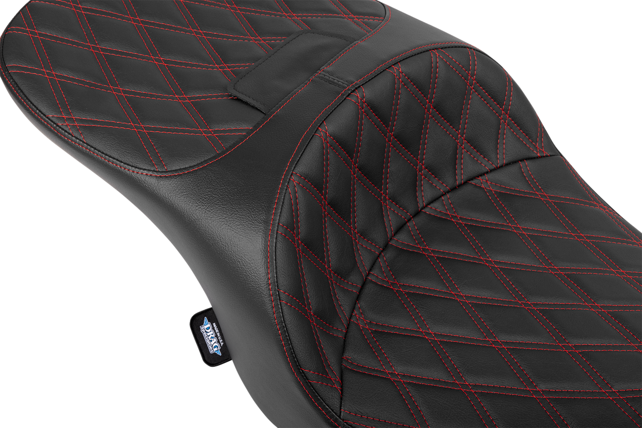 Drag specialties seats Freedom Seat - Black - Vinyl - Red Double Diamond Stitch - FLT/FLH '23-'25 Harley Davidson