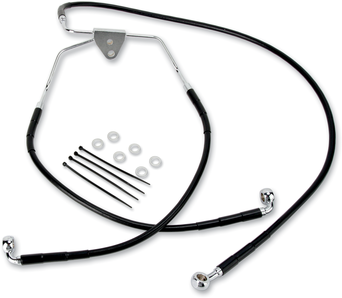 Drag specialties Brake Line - Front - Black - +10" Harley Davidson