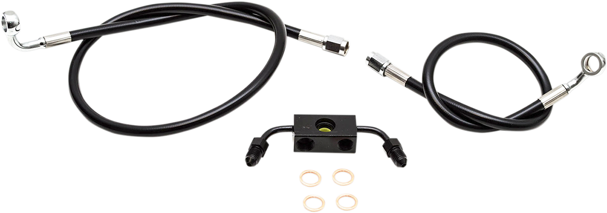 LA CHOPPERS Black Braided Brake Line Kit