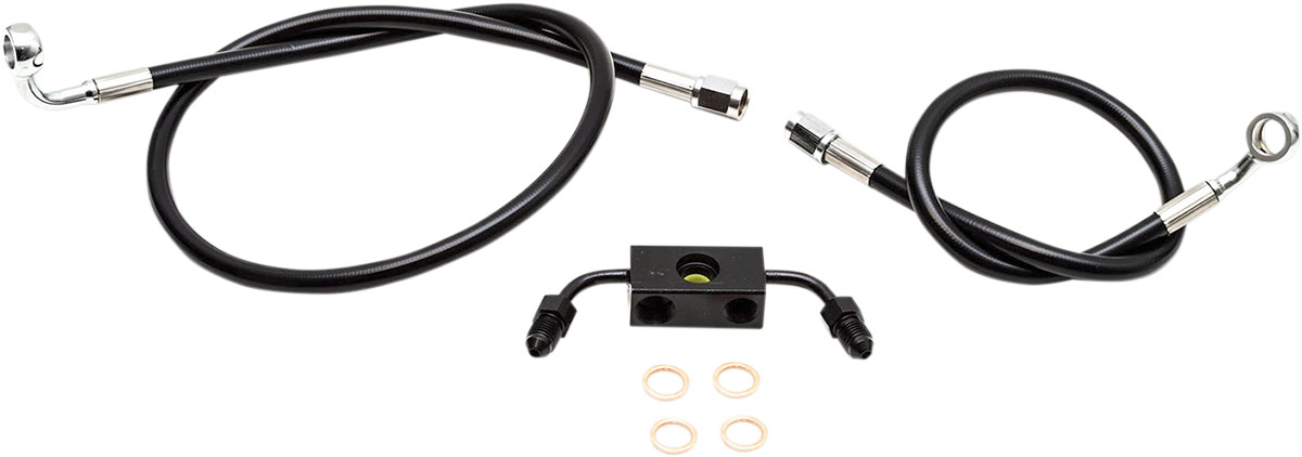 LA CHOPPERS Black Braided Brake Line Kit