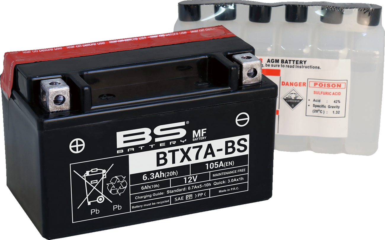 Bs battery Battery - BTX7A-BS (YTX) Hyosung/Kymco/Suzuki/SYM/Aprilia/Honda/Benelli/Kawasaki