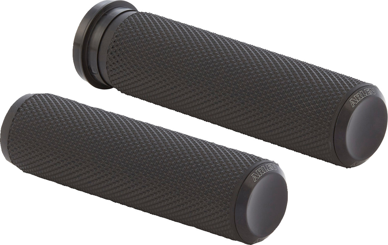 Arlen Ness Anodized Knurled Grips For Harley With Dual Cable Throttle
