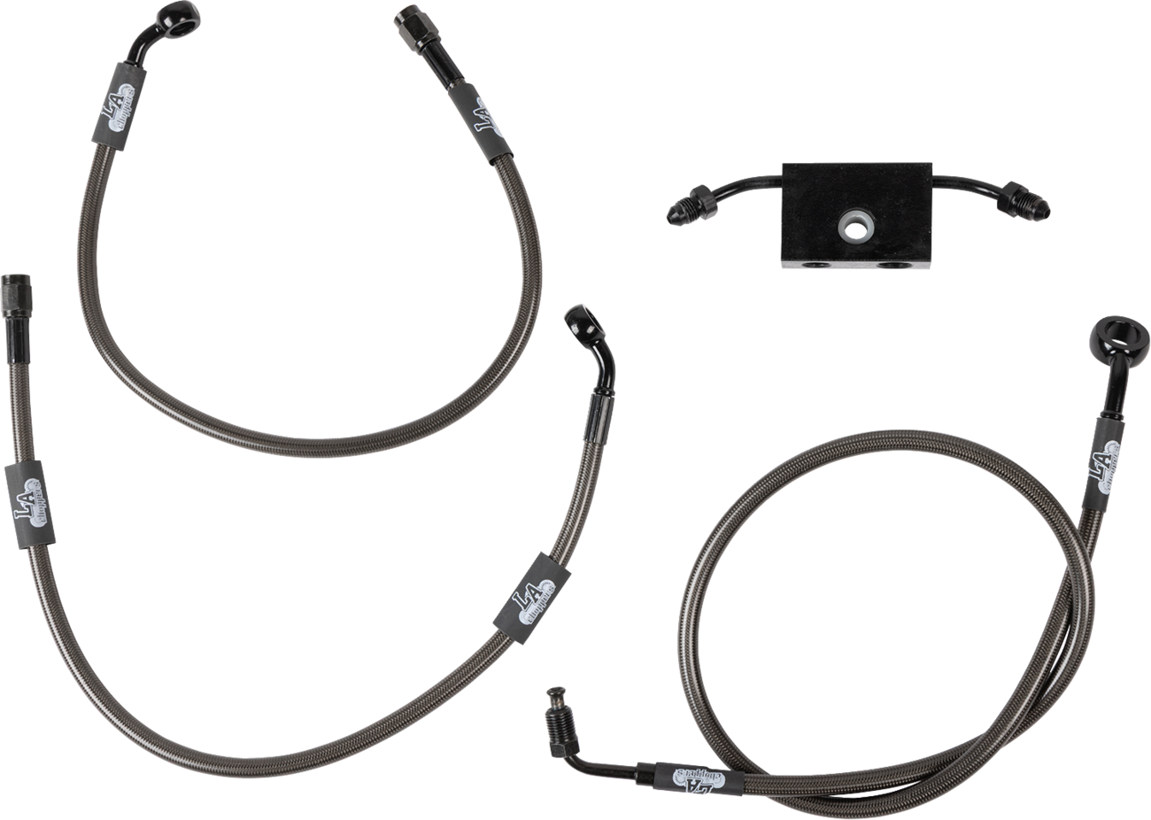 LA CHOPPERS Midnight Braided Brake Line Kit