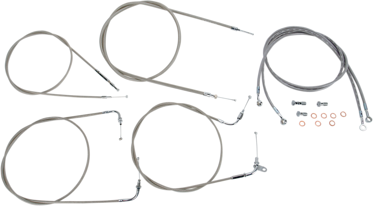 Baron Stainless Handlebar Cable/Line Kit - 15"-17" - XVS1100CL 2000-2009 Yamaha XVS1100A V Star 1100 Classic / 1999-1999 Yamaha XVS 1100 A V-Star Classic