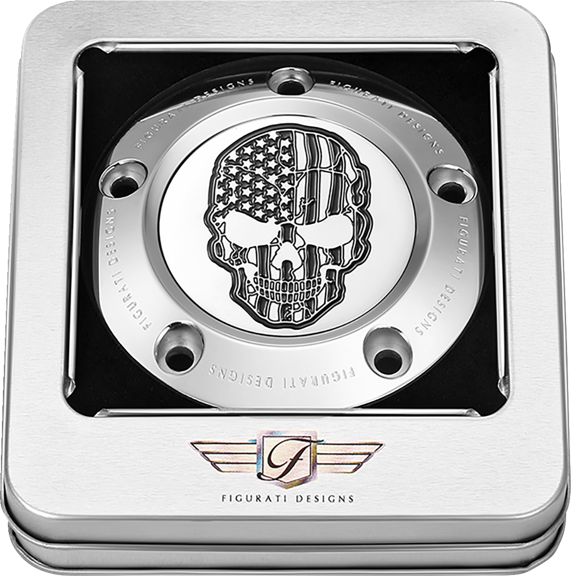 Figurati Designs Flag Skull Timing Cover For Harley Twin Cam 1999-2017