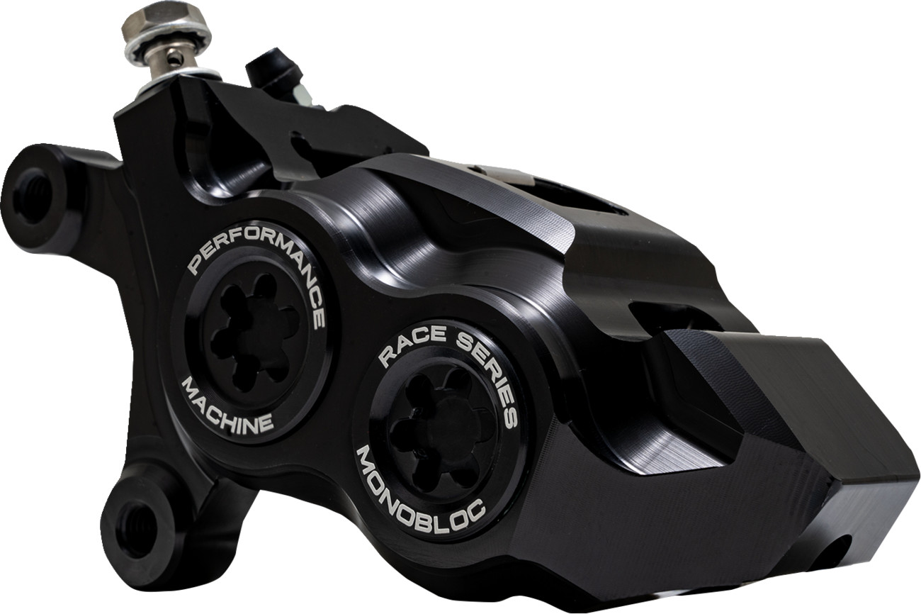 Performance machine (pm) Caliper - 137 X 4B - Left - Black Anodized with Black Bore Caps Harley Davidson