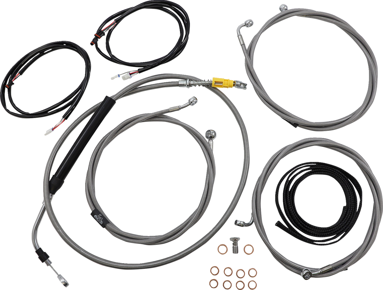 La choppers Complete Plug-and-Play Cable Kit - 18" - 20" Handlebars - '21-'22 FLH - ABS - Stainless Harley Davidson
