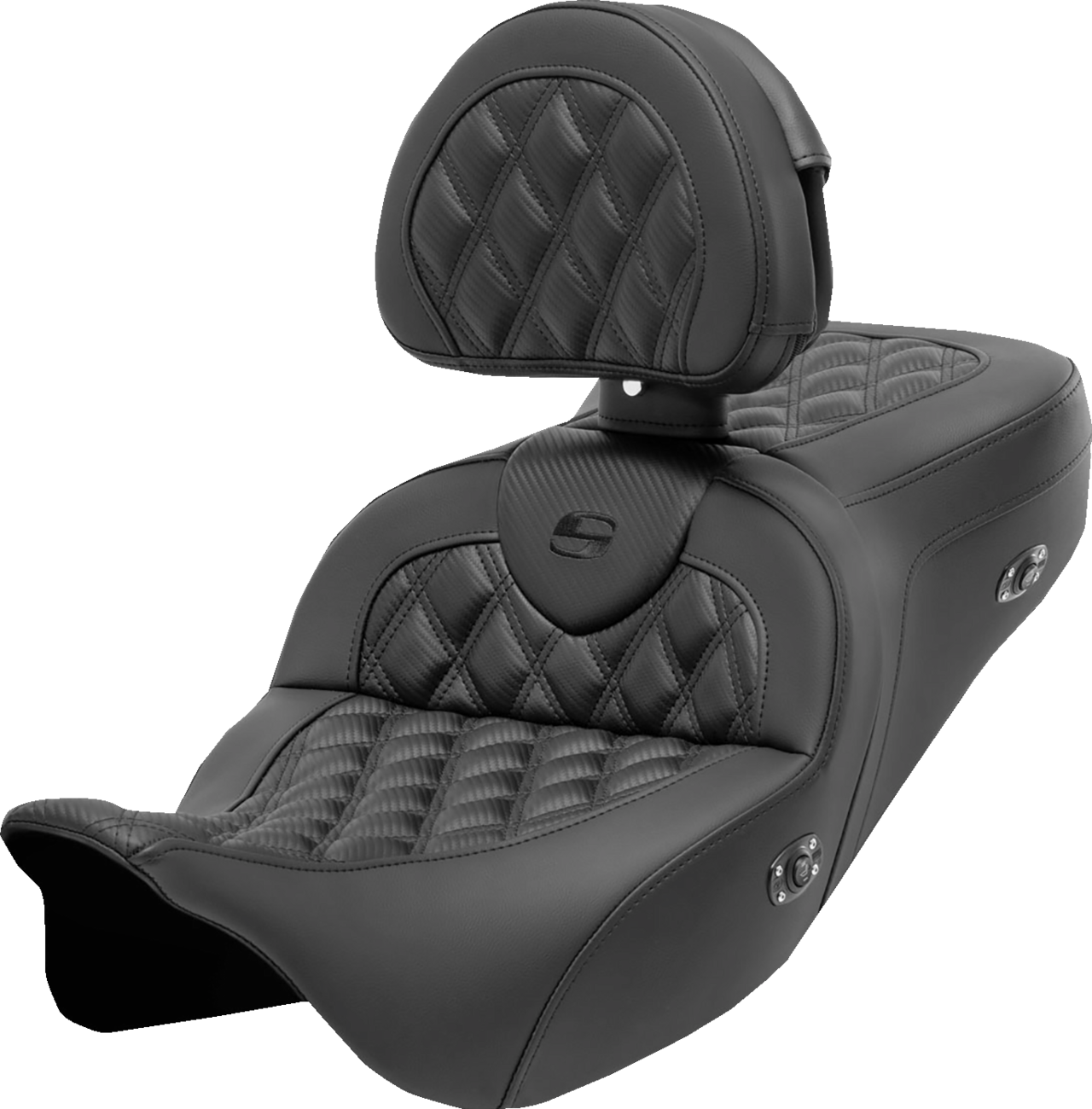 SADDLEMEN (808-07CF-182RHC) Roadsofa(tm) Seat | Roadsofa(tm) Seat - with Backrest - Lattice Stitch - Carbon Fiber - FL' 08-'23