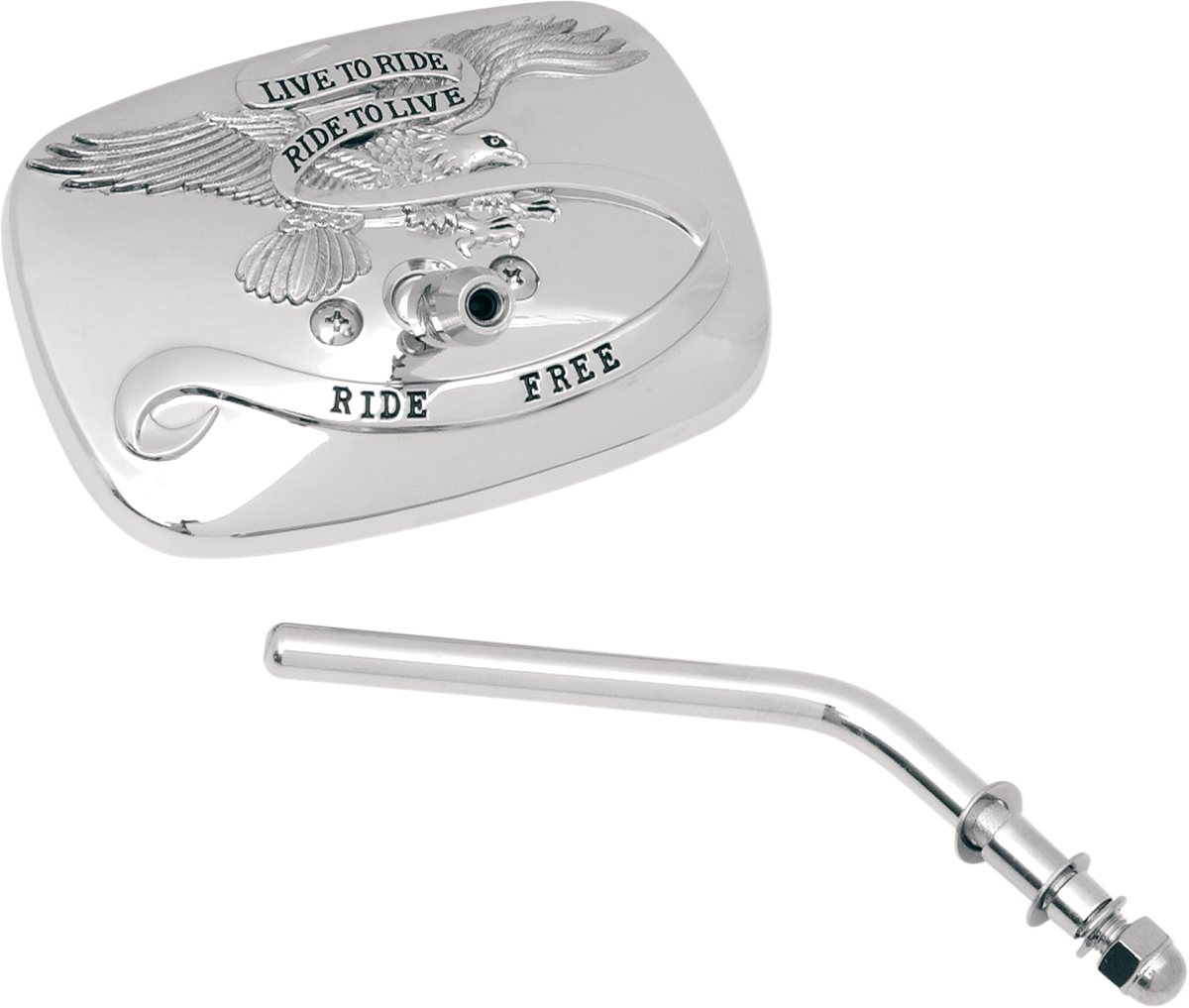 Emgo Mirror - "Live to Ride" - Side View - Rectangle - Chrome - Right