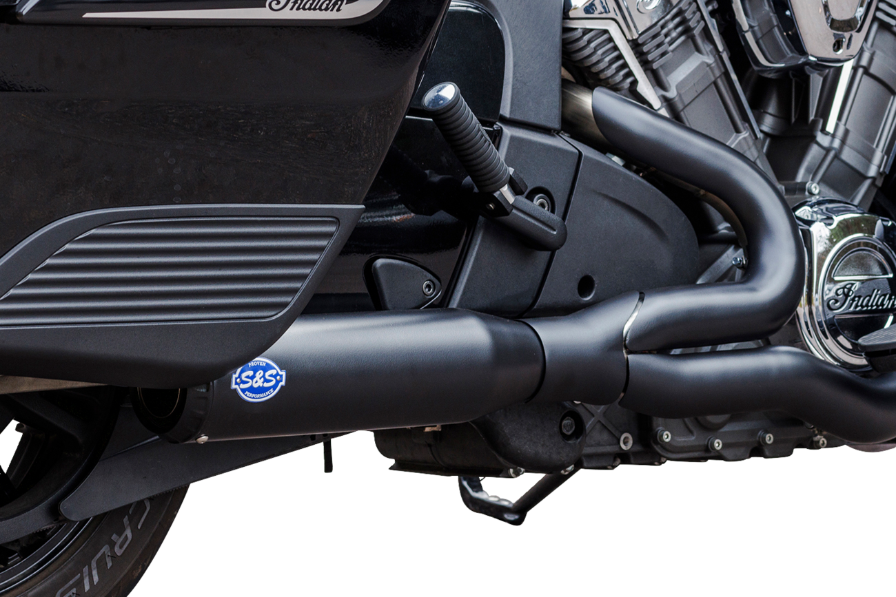 S&s cycle 2-into-1 Qualifier Exhaust System - 50-State - Black - Stainless Steel Indian