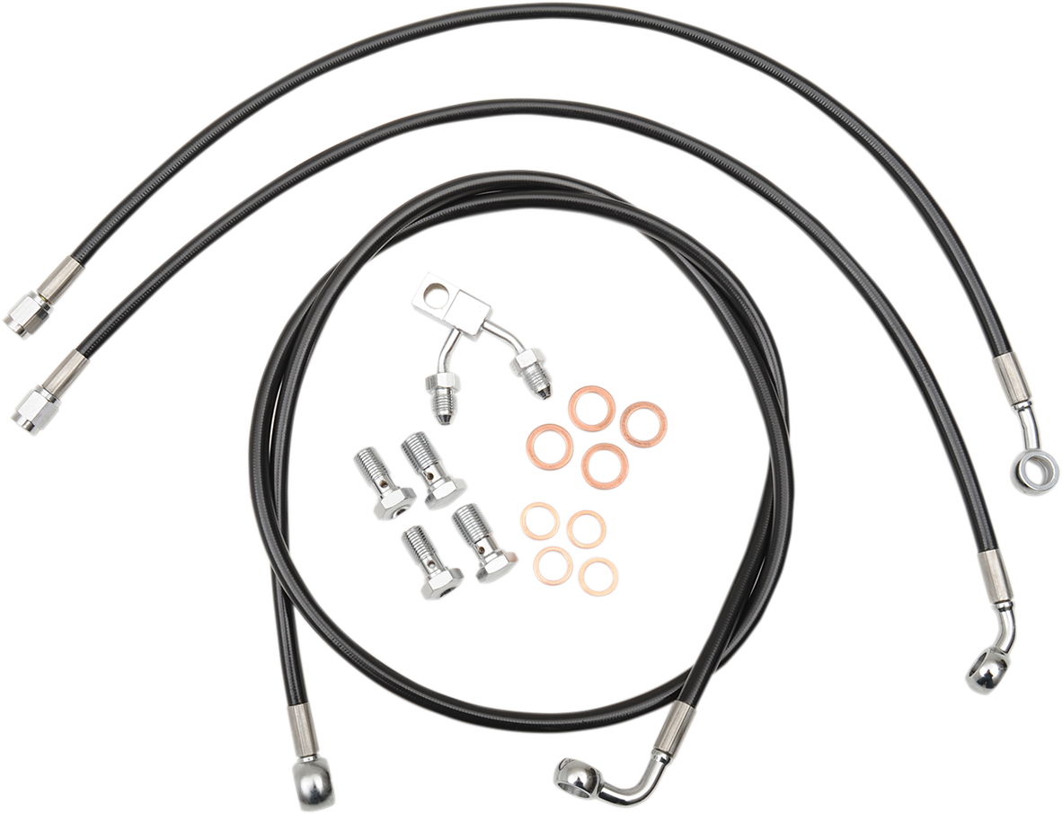LA CHOPPERS Black Braided Brake Line Kit