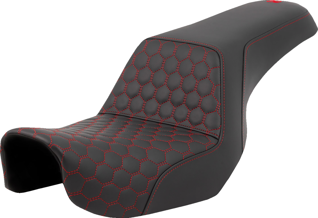 Saddlemen Honeycomb Step-Up Seat Red Stitching Dyna 06-17 806-04-17704