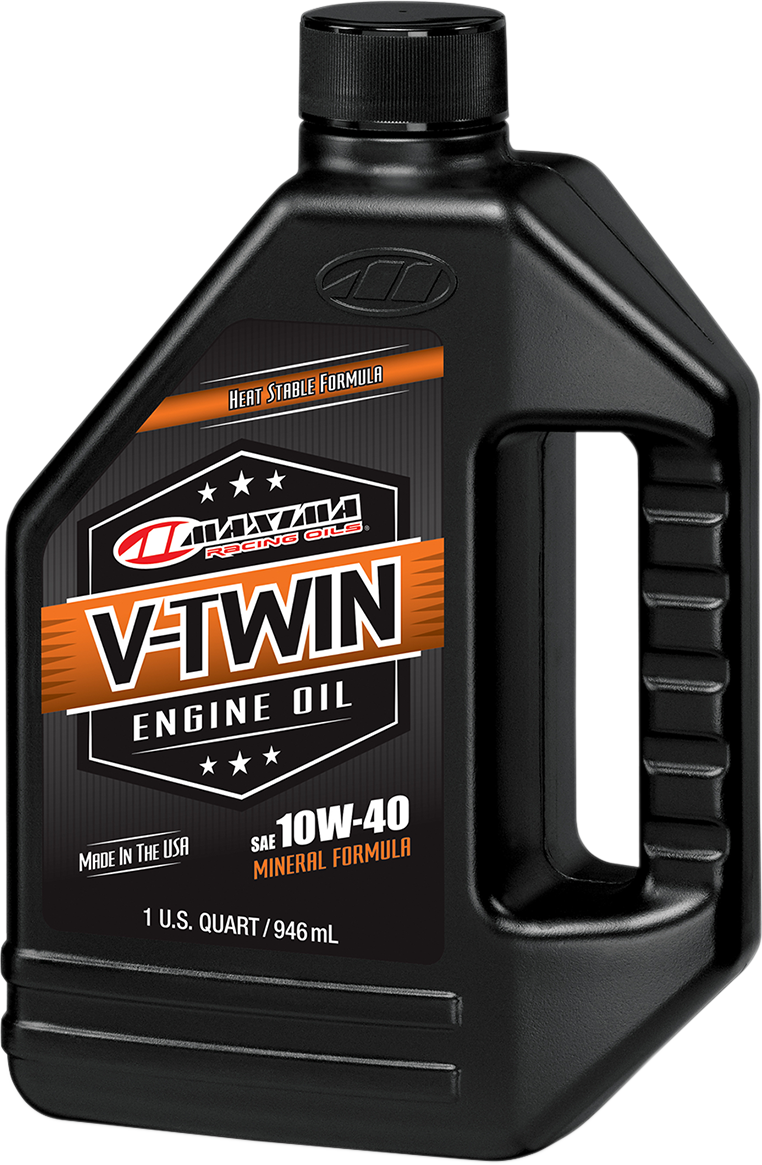 Maxima Racing 1 Quart Conventional Mineral 10W-40 Motorcycle V-Twin Engine Oil