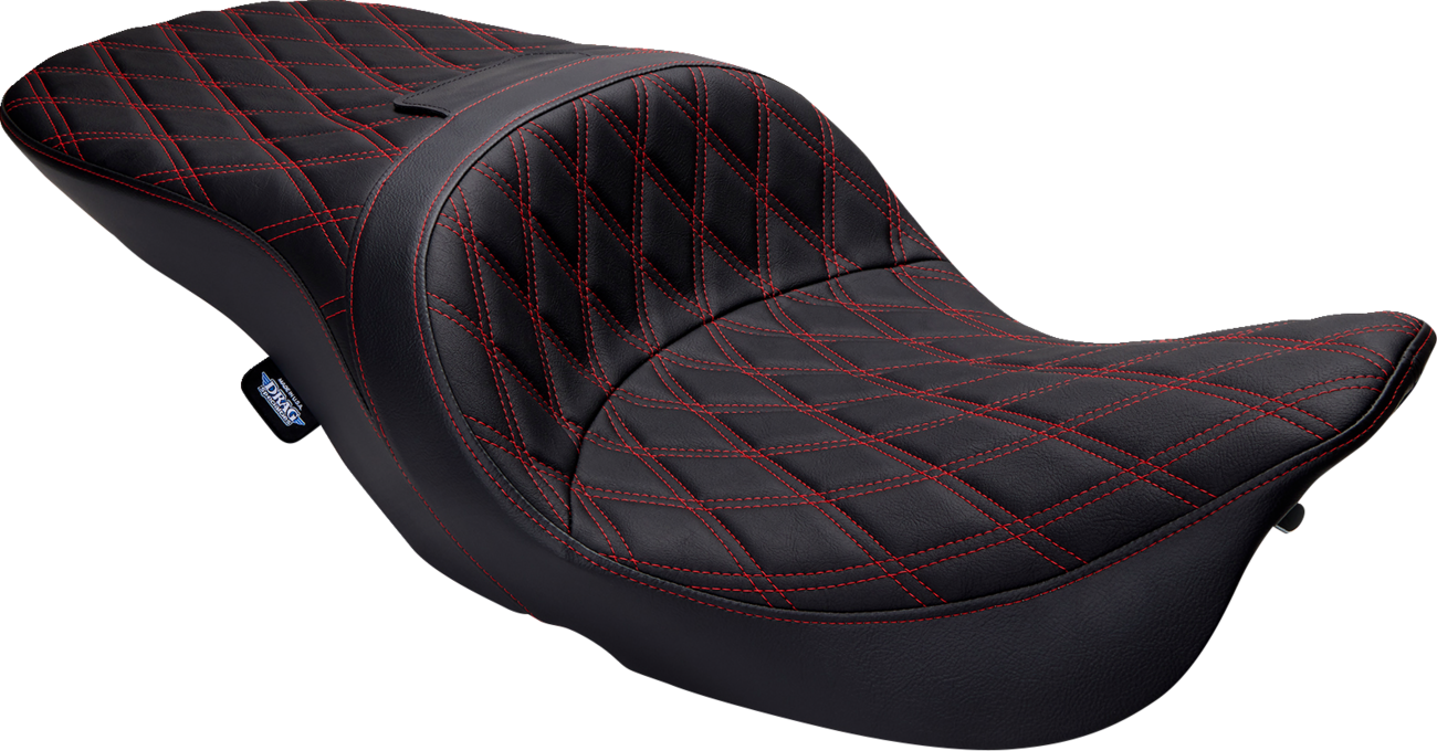 Drag specialties seats Freedom Seat - Vinyl - Double Diamond Red Stitch - FLH '97-'07 Harley Davidson