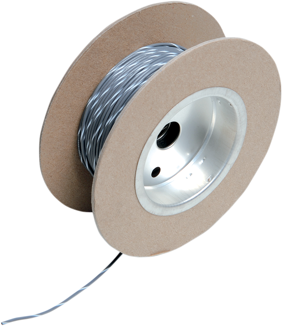 NAMZ 100ft Wire Spool 18 Gauge Gray White NWR-89-100 Universal Automotive