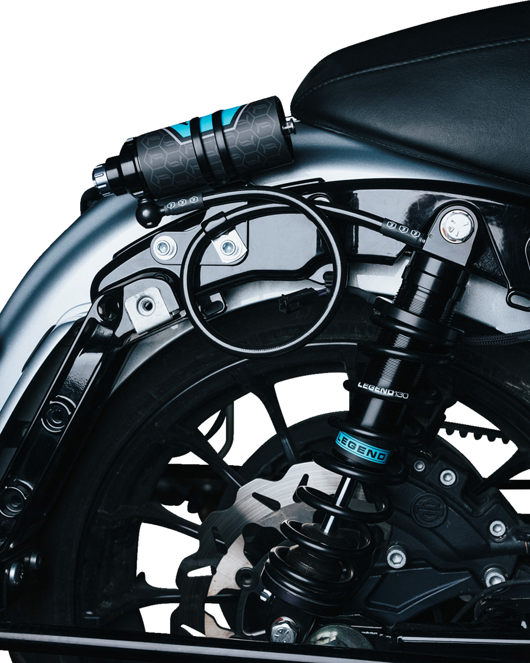 Legend Suspension External Mounting Brackets For Revo-ARC Remote Reservoir Shocks For Harley Touring 2009-2025
