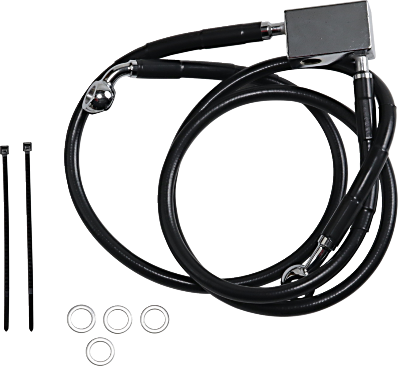 Drag Specialties Extended Length Black Vinyl Brake Line Kit