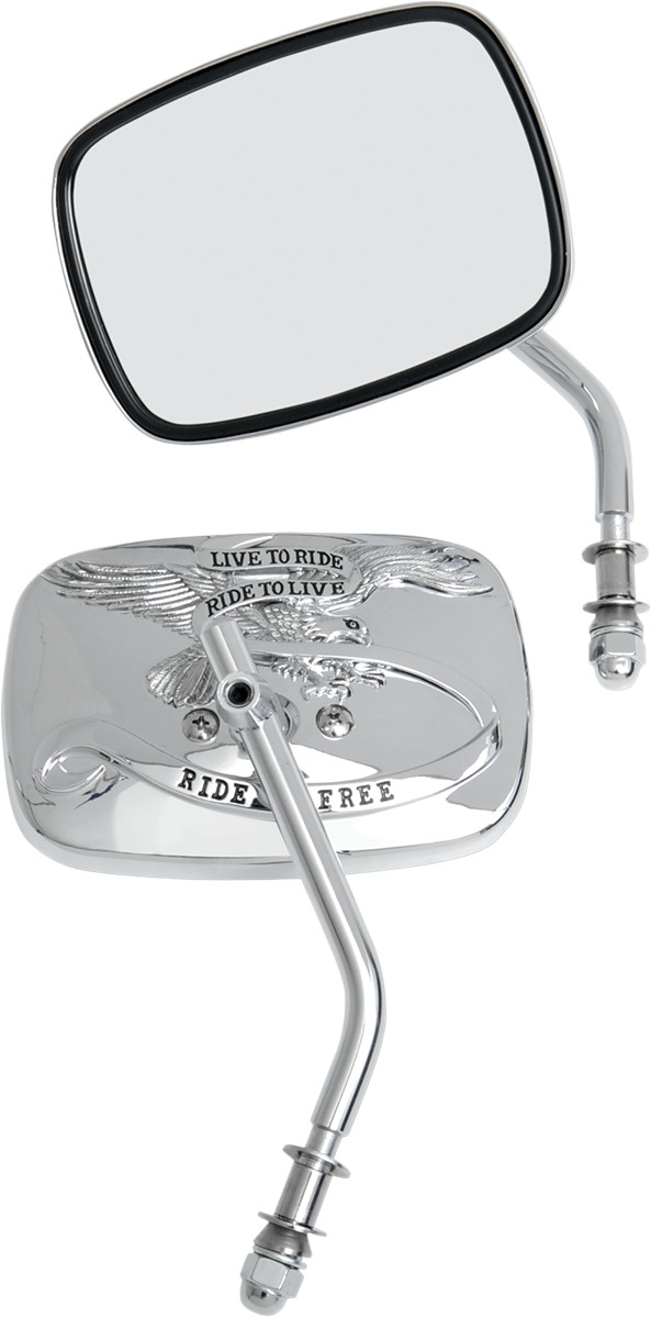 Drag Specialties Live To Ride Custom Mirrors — Rectangle