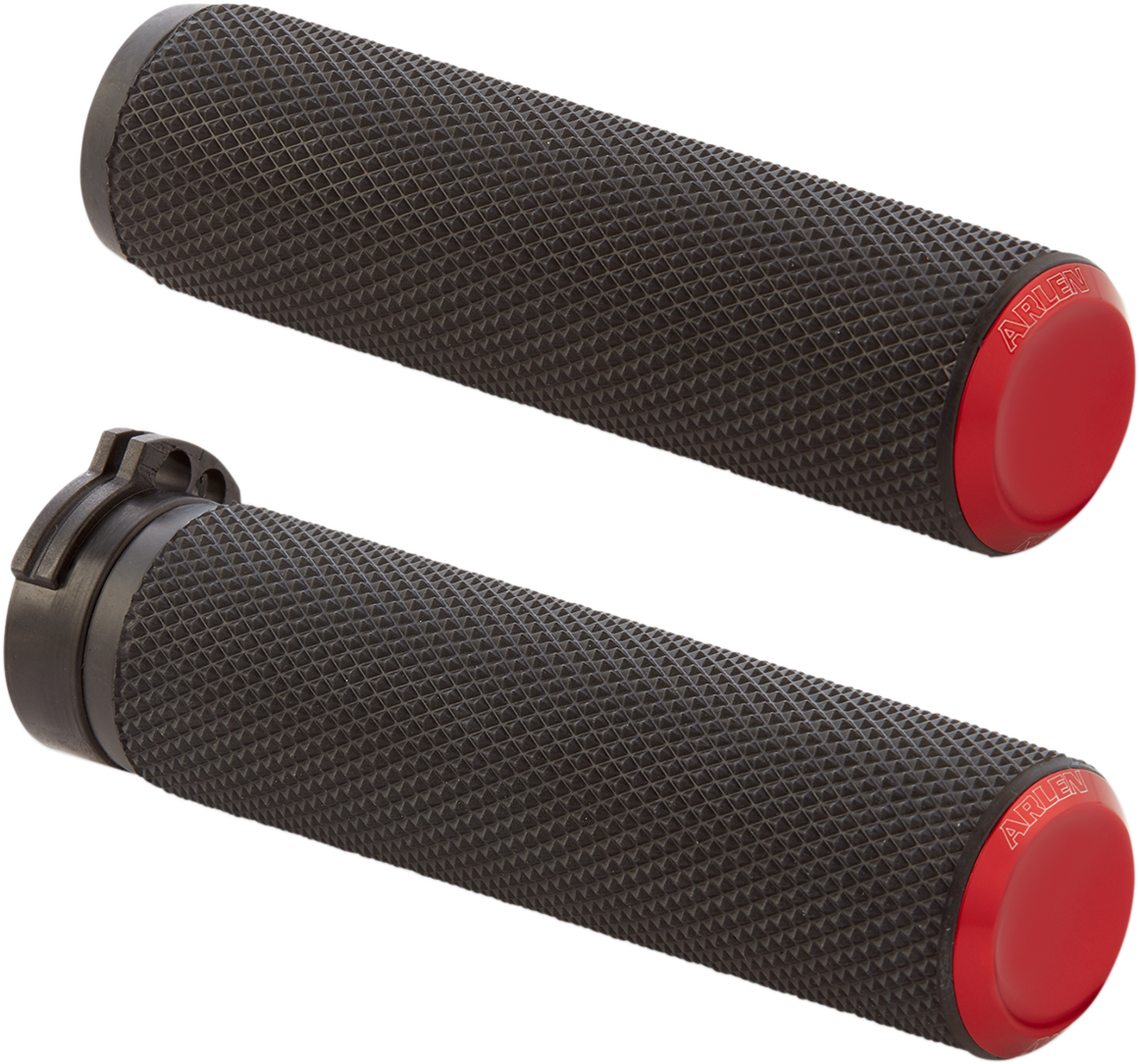 Arlen Ness Fusion Cable Black Red 1" Handlebar Grips 1986-2021 Harley Softail XL