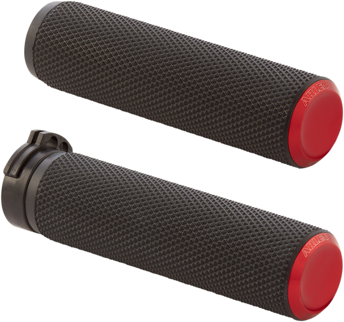 Arlen Ness Anodized Knurled Grips For Harley With Dual Cable Throttle