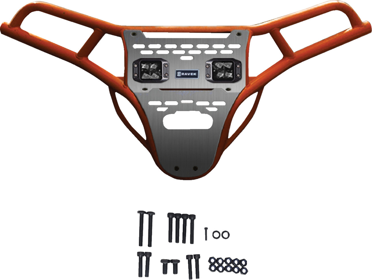 Ravek Front Bumper/Skid Plate with White Lights - Orange - RZR XP 1000 2024-2025 Polaris RZR XP 1000 Ultimate / 2024-2025 Polaris RZR XP 1000 Premium / 2024-2025 Polaris RZR XP 1000 Sport