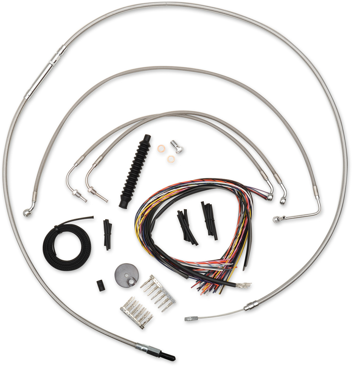 La choppers Complete Stainless Braided Handlebar Cable/Brake Line Kit - 12"-14" Handlebars - '14-'15 FLHX 2014-2015 Harley Davidson FLHXS Street Glide Special / 2014-2015 Harley Davidson FLHX Street Glide