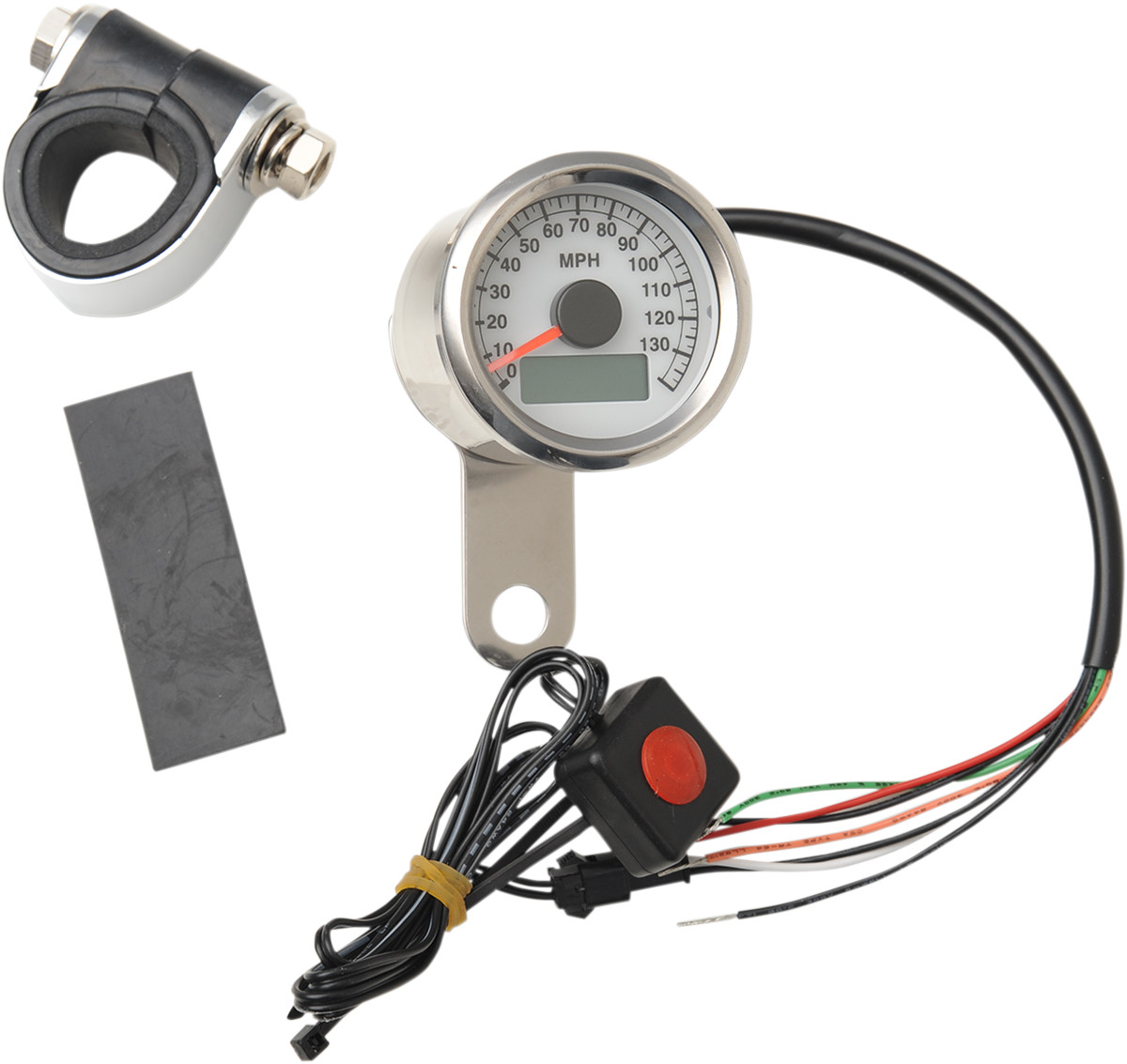 Drag specialties Programmable Mini Electronic Speedometer with Odometer/Tripmeter - 1.87" - Polished Harley Davidson