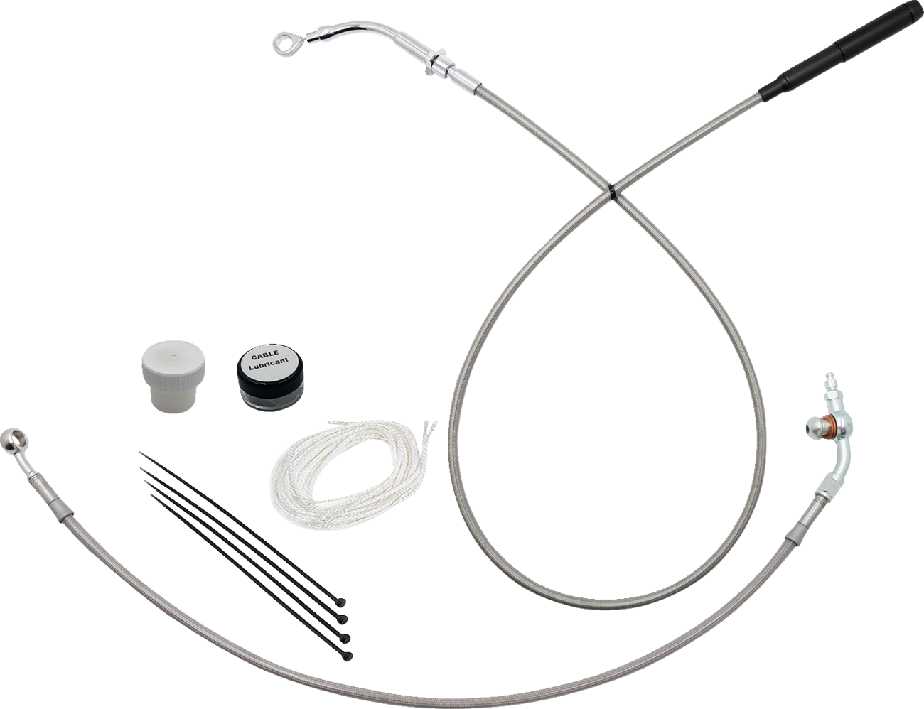 Fat baggers inc. EZ Install Kit - 14" Handlebars - Upper Clutch - Braided Stainless Steel/Chrome Harley Davidson