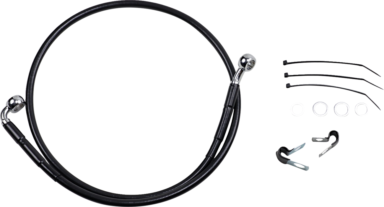 Drag specialties Brake Line - Front (Upper) - Black 2004-2005 Harley Davidson FXDI Dyna Super Glide / 1999-2005 Harley Davidson FXD Dyna Super Glide