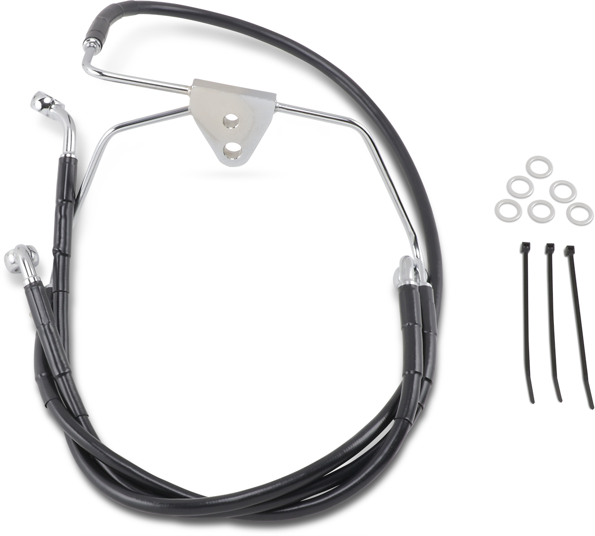 Drag specialties Brake Line - Front - Black - +8" - FLH '96-'07 Harley Davidson
