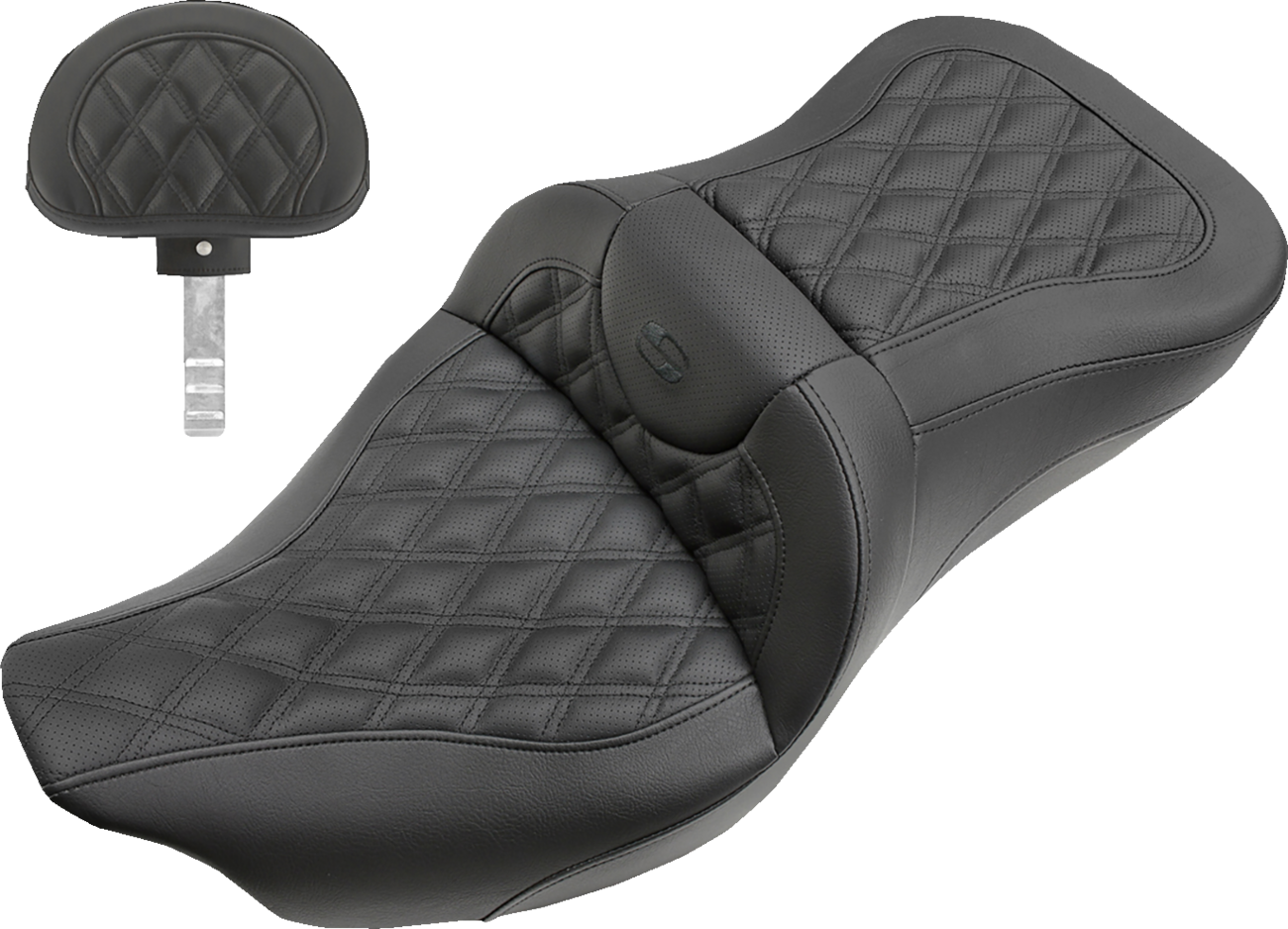 Saddlemen Extended Reach Roadsofa™ Seat - Lattice Stitched - Backrest - FL '08-'24 Harley Davidson
