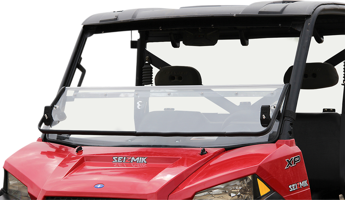 Seizmik Folding Windshield - Polycarbonate - Ranger Polaris