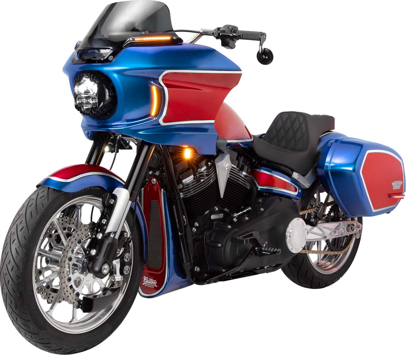 Drag specialties seats Predator III 2-Up Seat - Double Diamond - Black w/ Black Stitching - FL/FX '18-'24 Harley Davidson