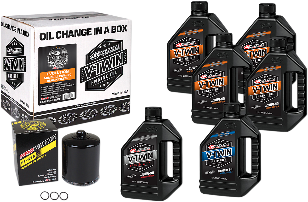 Maxima V-Twin Complete Mineral Oil Change Kit For Harley EVO / Big Twin 1984-1998