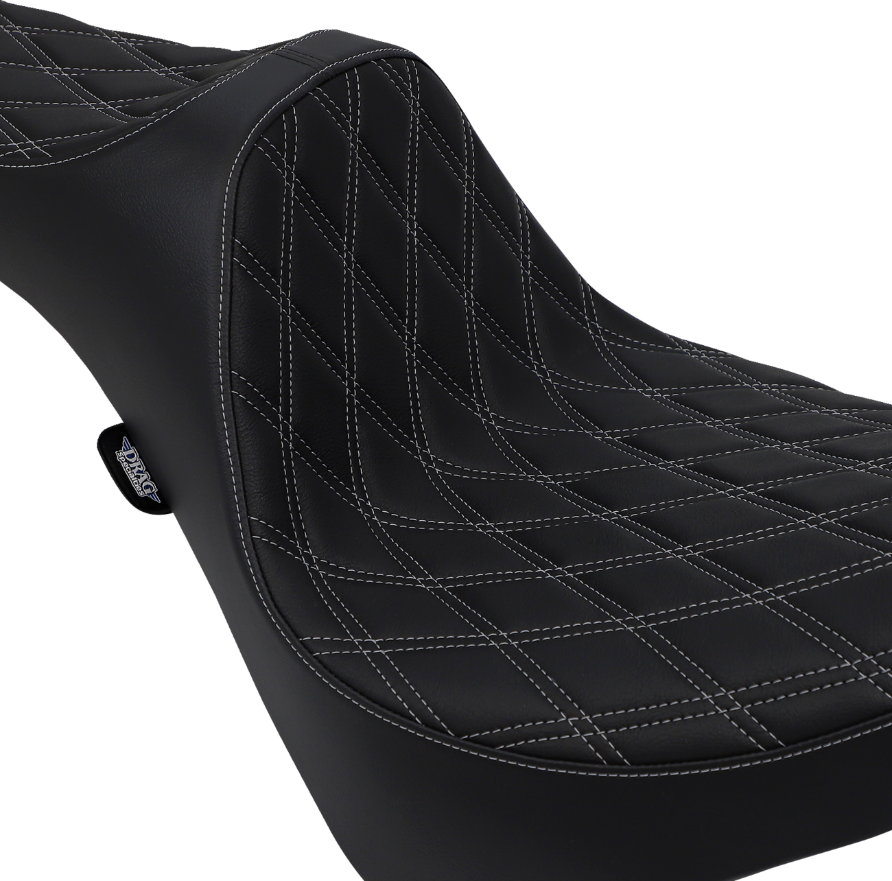 Drag specialties seats Predator III Seat - Double Diamond - Silver Stitching - FL/FX '18-'22 Harley Davidson