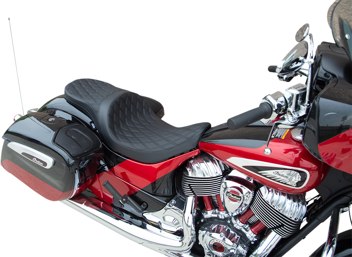 Drag specialties seats Low Profile Touring Seat - Double Diamond w/ Black Stitching - Indian '14-'22