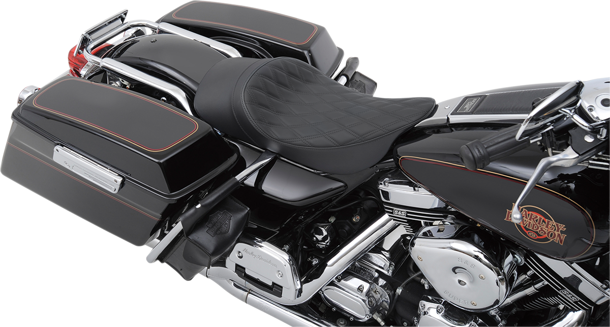 Drag specialties seats Low Profile Solo Seat - Forward - Double Diamond - FL '99-'07 Harley Davidson