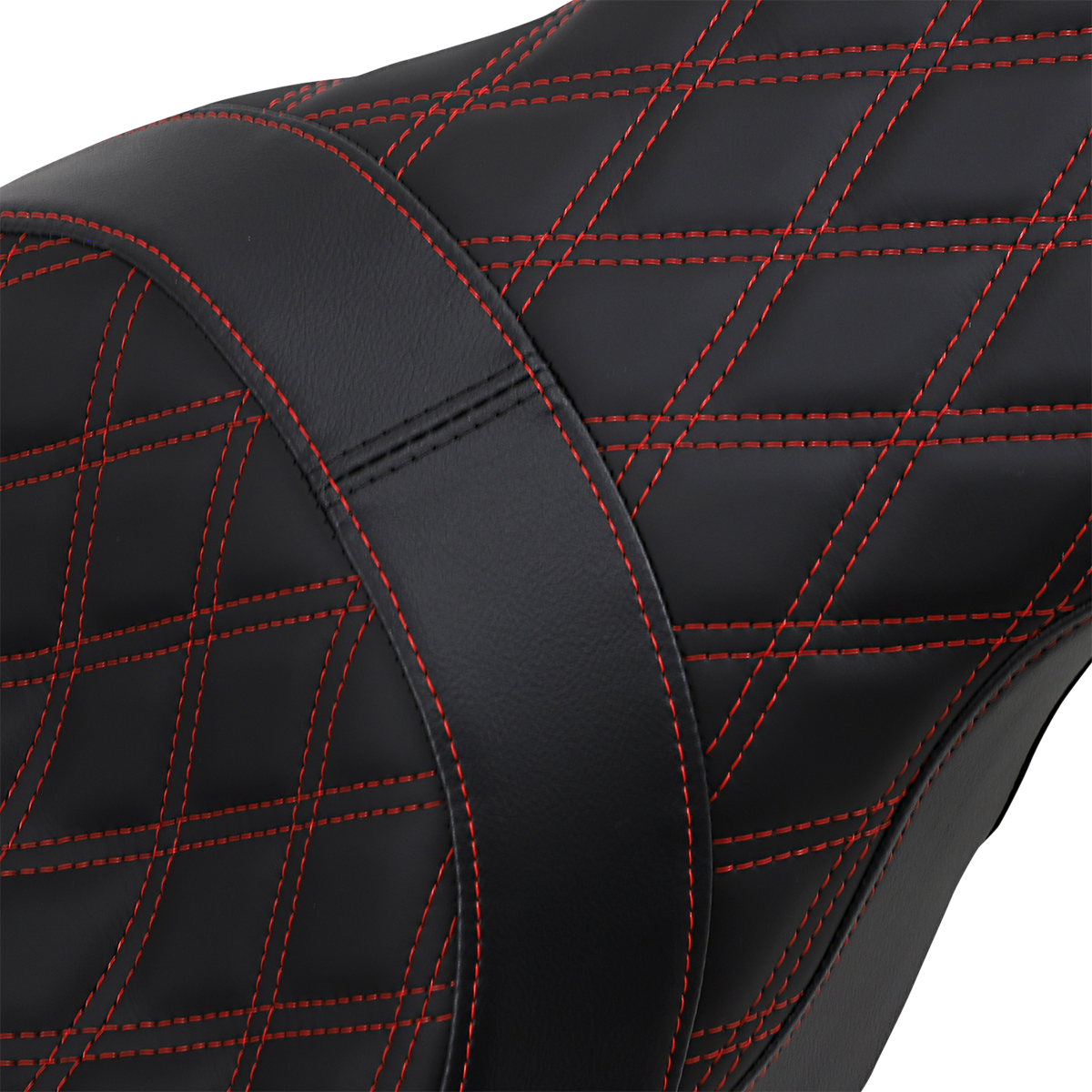 Drag specialties seats Forward Positioned Predator 2-Up Seat - Double Diamond - Red Stitched - FL '08-'23 Harley Davidson